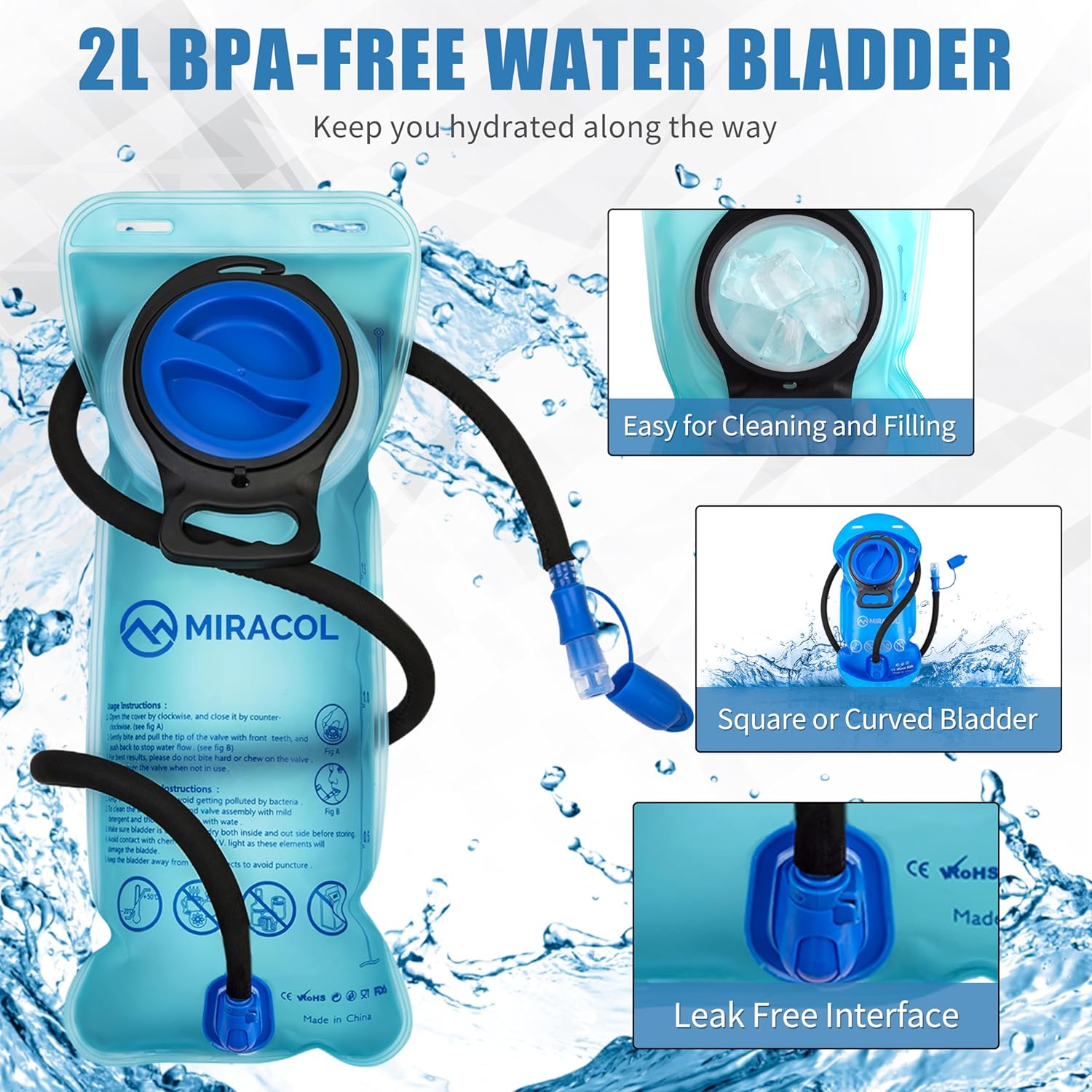 Hydration Pack Hiking Water Backpack - Miracol Insulated Water Bag with 2L Bladder - Image 5